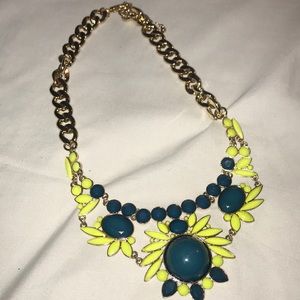 Neon yellow and turquoise gold chain necklace